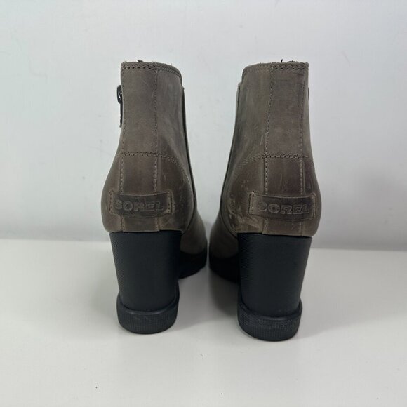 Women's Sorel Joan Uptown Zip Wedge Tan Boots Sz 9 - Picture 9 of 14